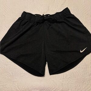 Nike Women's Black Athletic Running Shorts with White Swoosh